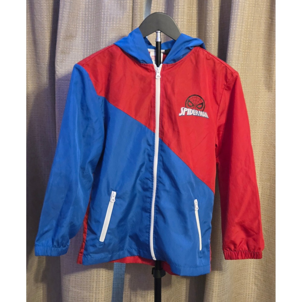 Marvel Spider-Man‎ Colorblock Hooded Zip Up Windbreaker Jacket Youth Size 9-10